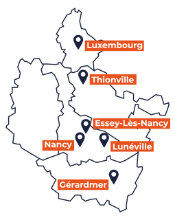 Implantations du cabinet d'expertise comptable à Nancy, Thionville, Lunéville, Essey et Luxembourg